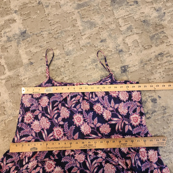 XiRENA Tierney Cotton Sleeveless Tiered Midi Dress Navy purple pink Sz M pockets - Picture 10 of 16